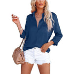 Women's Satin Silk Long Sleeve Shirt