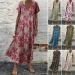 Women's Vintage Short Sleeve Maxi Dress