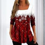 Snowflake Print Top with Square Neck