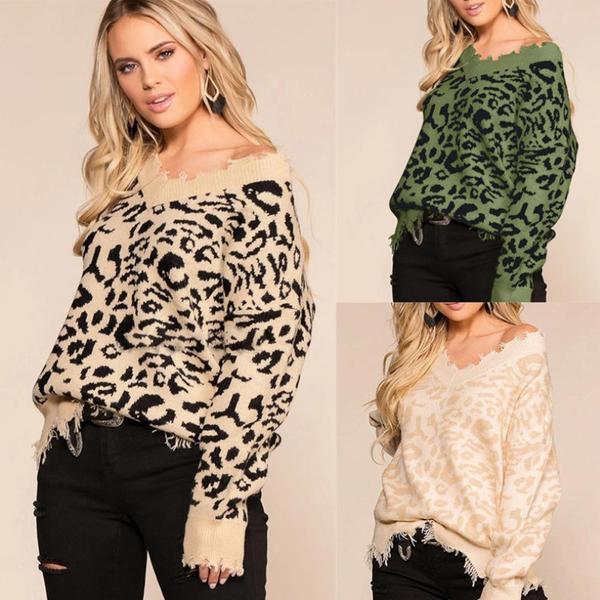 Leopard V-Neck Jumper of Distress