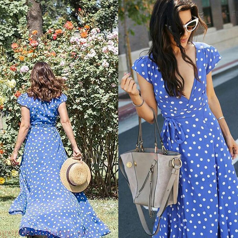 Belted Polka Dot Maxi Dress