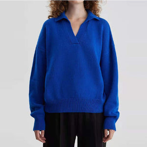 Women's Knit Polo Neck Pullover Sweater