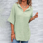 Solid Color V-Neck Shirt