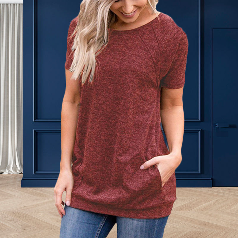 Femme Round Neck Loose Casual Tops