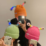 🐸Winter Parent-Child Cute Glowing Little Monster Knit Hat