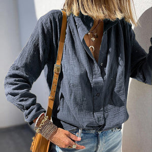 Loose Button Cotton Linen Long Sleeve Shirt