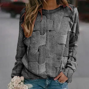 Crew-neck Paneled Long-sleeve Printed Sweater