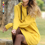 Solid Pocket Long-sleeved Hoody Dress