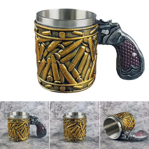 Stainless Steel Bullet Pattern Beer Mug