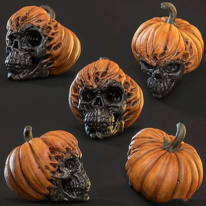 Handmade Evil Pumpkin Skull Halloween Resin Ornament