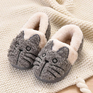 Cute Fluffy Cat Plush Slippers for Kids