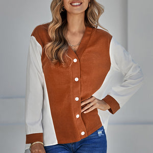 V-Neck Contrast Panel Shirt