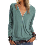 Zip Solid Long Sleeve T-Shirt