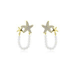 Diamond Starfish Pearl Earrings