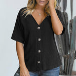 V-neck Short sleeve Loose Shirts