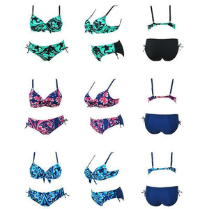 High Waist Printed Bikini Set (Large Size)