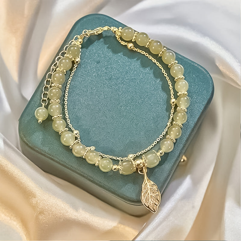 Hetian Jade Bracelet with Leaf