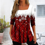 Snowflake Print Top with Square Neck