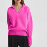 Women's Knit Polo Neck Pullover Sweater