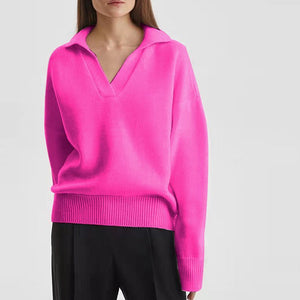 Women's Knit Polo Neck Pullover Sweater