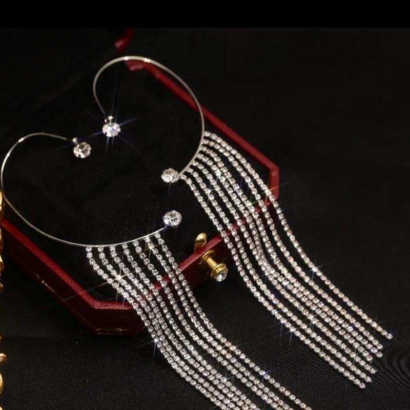 Sparkling Diamond Tassel Earrings