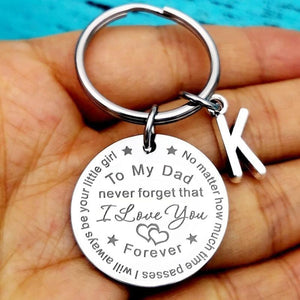 To My Dad/Mom Keychain (letter pendant)