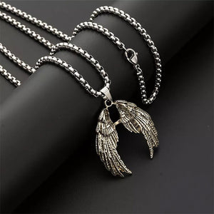 Vintage Stainless Steel Angel Wings Pendant