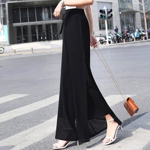 Drawstring Chiffon Wide Leg Pants