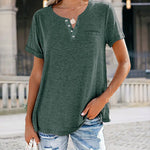 Fashion Solid Color Pocket Short Sleeve T-Shirt