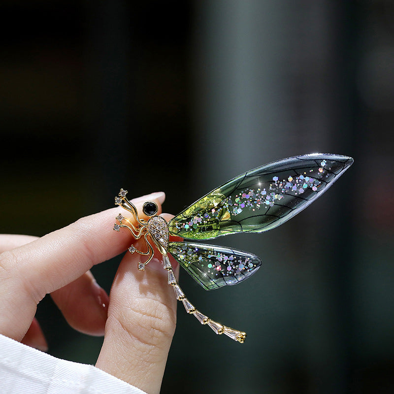 Crystal Rhinestone Dragonfly Brooch Pin