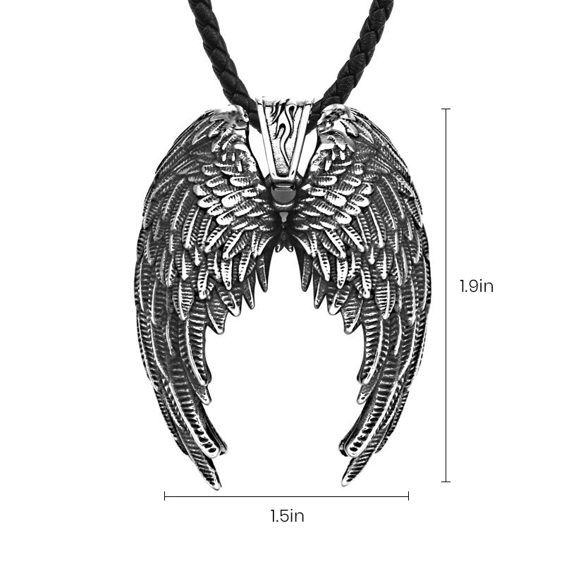 Vintage Stainless Steel Angel Wings Pendant