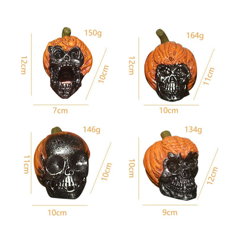 Handmade Evil Pumpkin Skull Halloween Resin Ornament