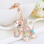 Cute Lucky Pink Elephant Large Crystal Rhinestone keychain