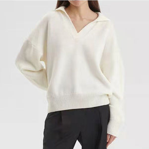 Women's Knit Polo Neck Pullover Sweater