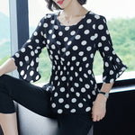 Elegant Flounce Dot Chiffon Top