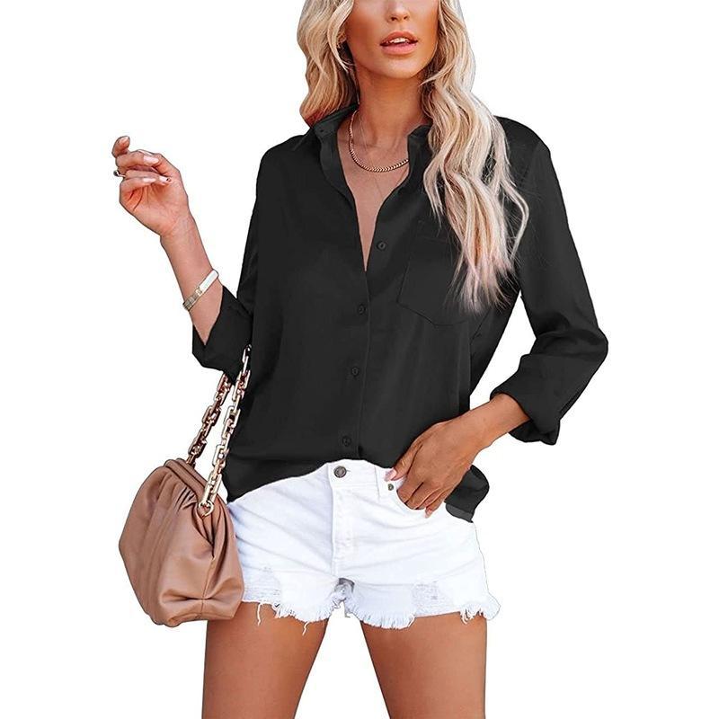 Women's Satin Silk Long Sleeve Shirt