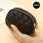 Diamond Textured Leather Double Layer Clutch Wallet