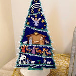 Christmas Tree Decorated with Nativity Set-Christmas Tree Shelf