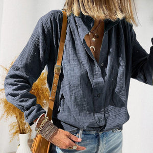 Loose Button Cotton Linen Long Sleeve Shirt