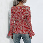 Polka Dot Flared Long Sleeve Shirt