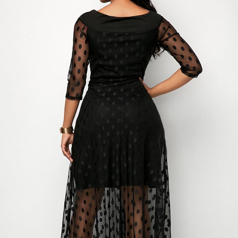 Spliced Polka Dot Lace Dress