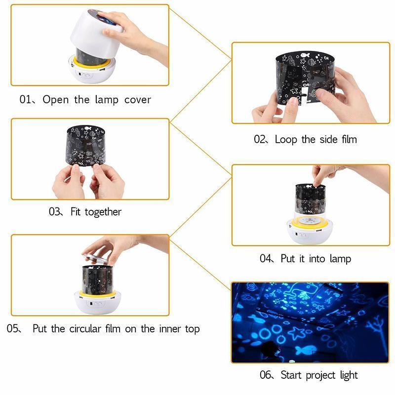 Multifunctional LED Night Light Star Projector Lamp, 5 Sets of Film