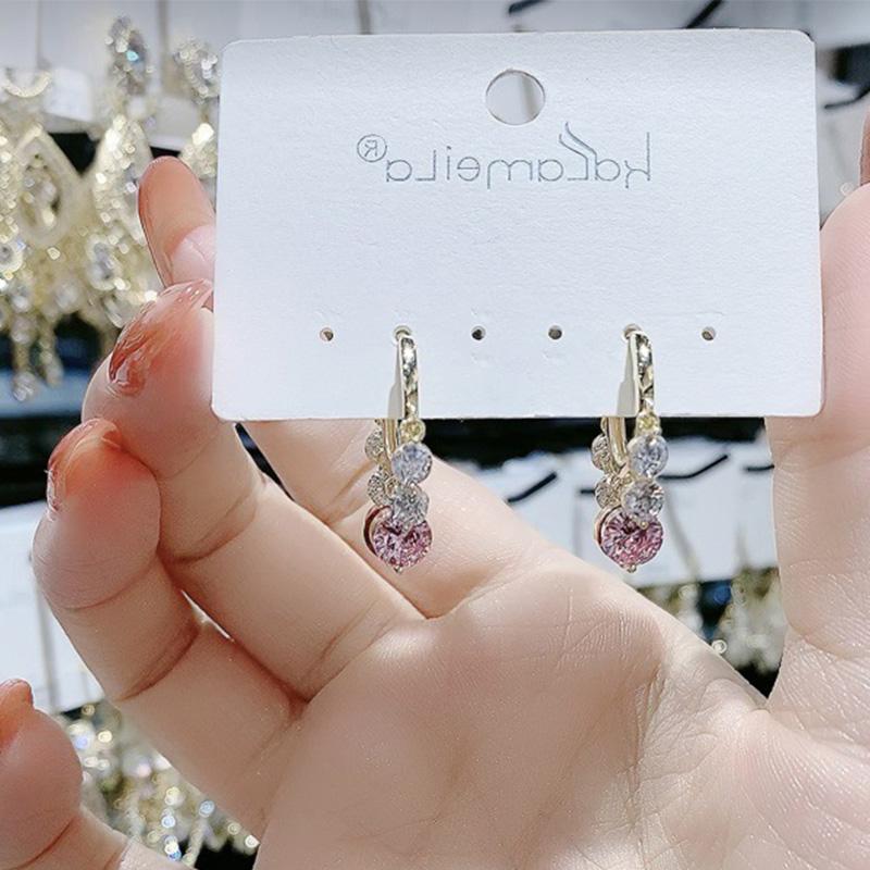 Golden Glitter Colorful Zircon Earrings