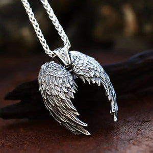 Vintage Stainless Steel Angel Wings Pendant