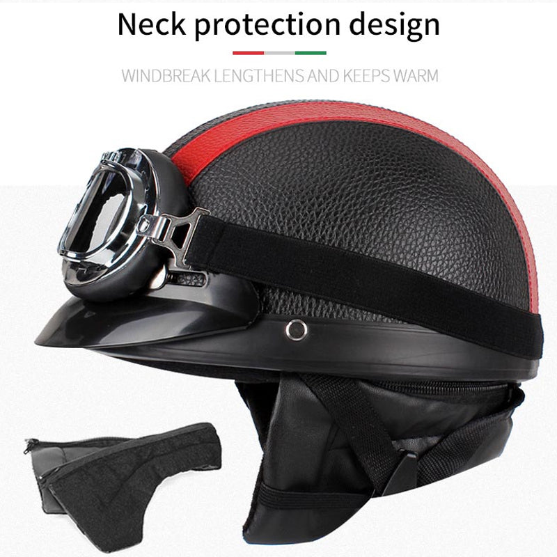 Motorcycle Harley PU Helmet with Goggles