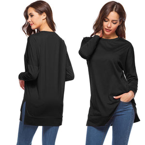 Women's Side Split Loose Casual Pullover Tunic Tops