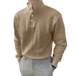 Men's High Neck and Long Sleeve Polo Shirt