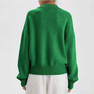 Women's Knit Polo Neck Pullover Sweater