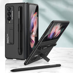 Fashion Kickstand Case Cover With Pen Slot For Samsung Galaxy Z Fold 3