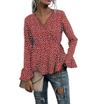 Polka Dot Flared Long Sleeve Shirt